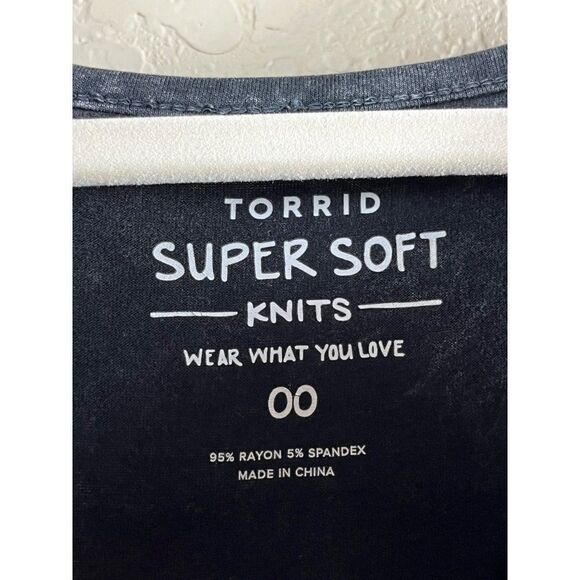 Torrid Super Soft Raise Hell Black Mineral Wash Tie Front Long Sleeve Tee 00 M - Picture 8 of 11